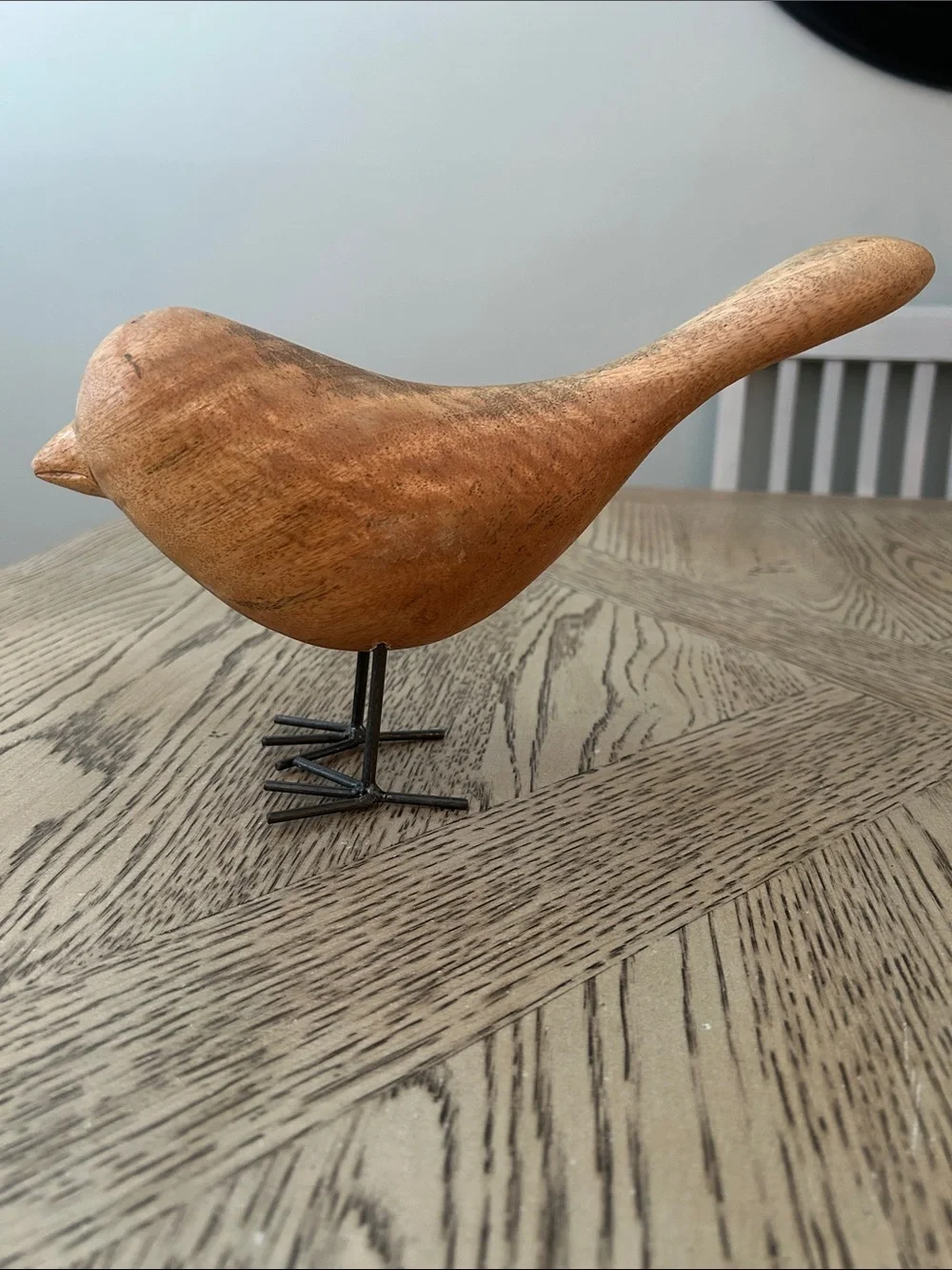 Wooden Bird Figurine in Natural Brown